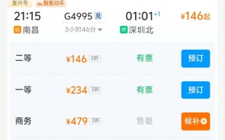 深圳到南昌火车票价多少？