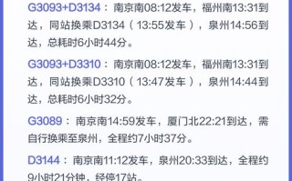 南京到福建泉州高铁怎么坐？
