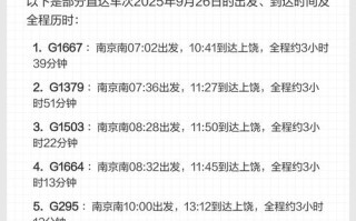 南京到江西高铁时刻表最新版几点发车？