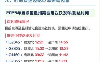 温州到鹰潭动车时刻表查询？