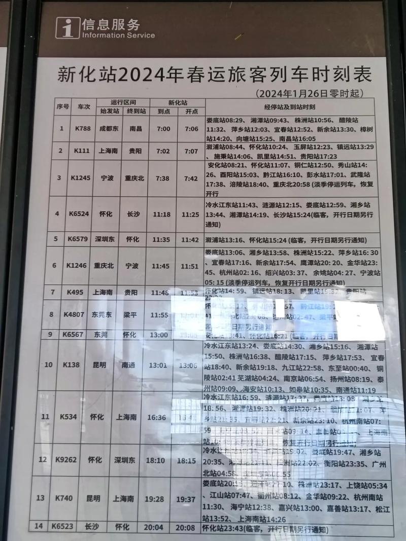 新化至江西高铁时刻表最新版几点发车？-第1张图片-花冠旅游服务