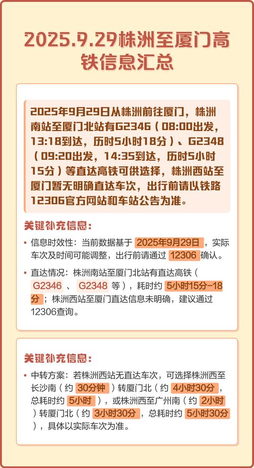 株洲到厦门高铁怎么坐？时间票价多少？-第2张图片-花冠旅游服务