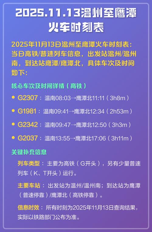 温州到鹰潭动车时刻表查询？-第3张图片-花冠旅游服务